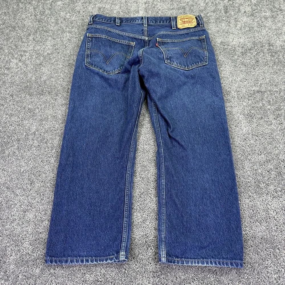 Levis 505 Jeans Mens 38x26 Blue Regular Straight Denim Medium Wash Logo City